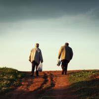 two people walking